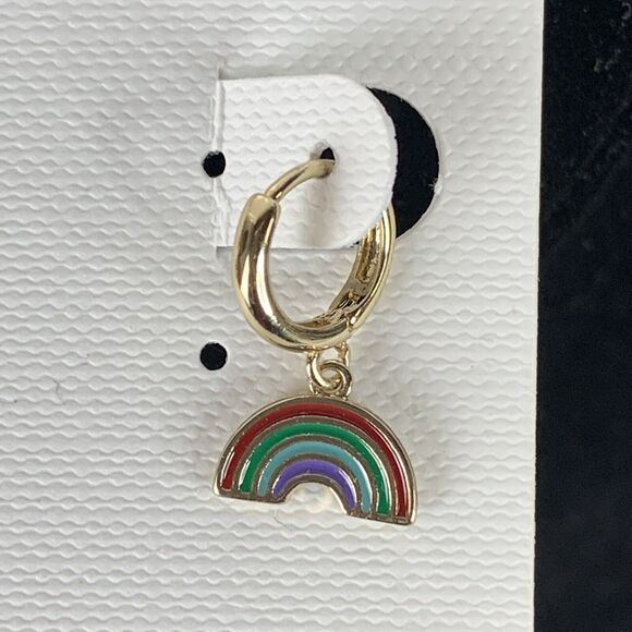 Panacea Floral Rainbow Dangle Earrings Gold Tone Crystal Stud Lead Complaint - Picture 4 of 8